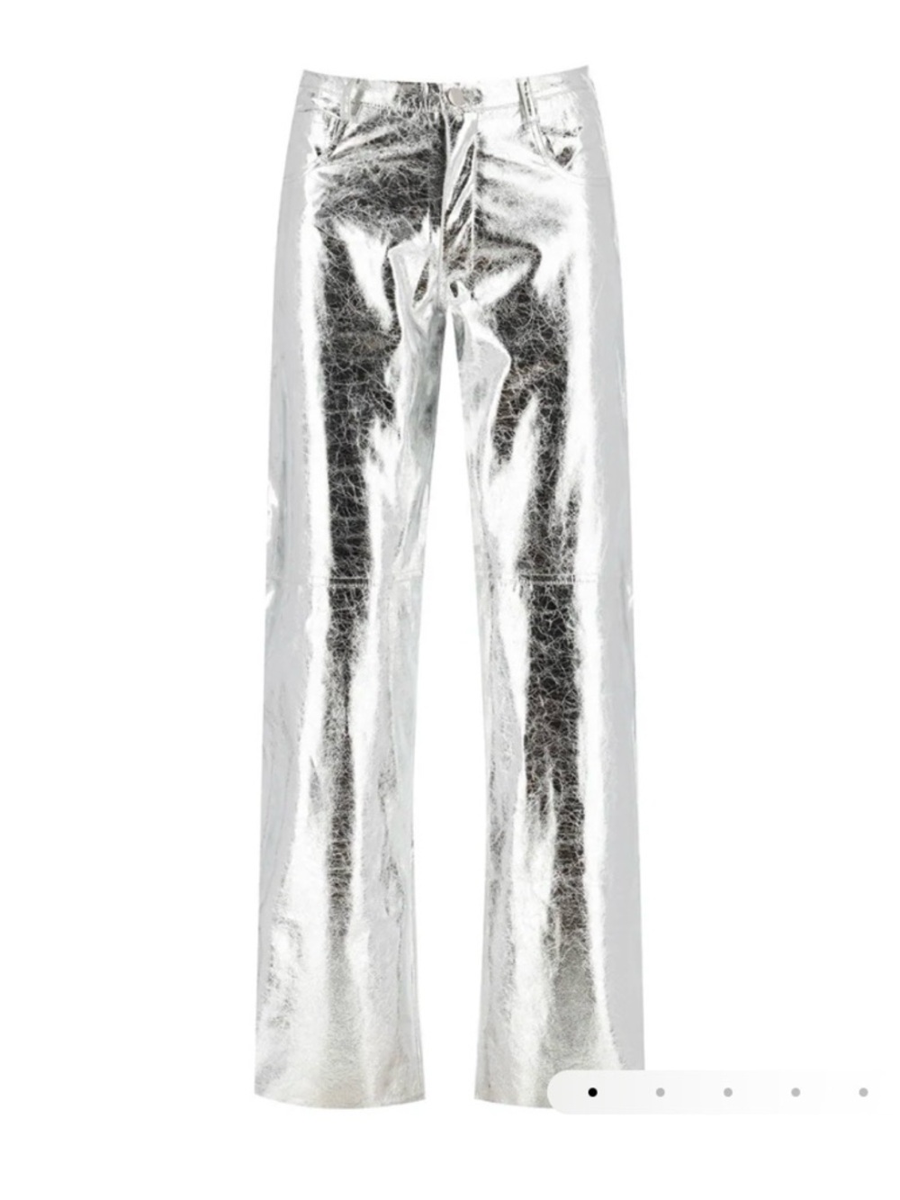 High-Shine Silver Wide-Leg Jeans